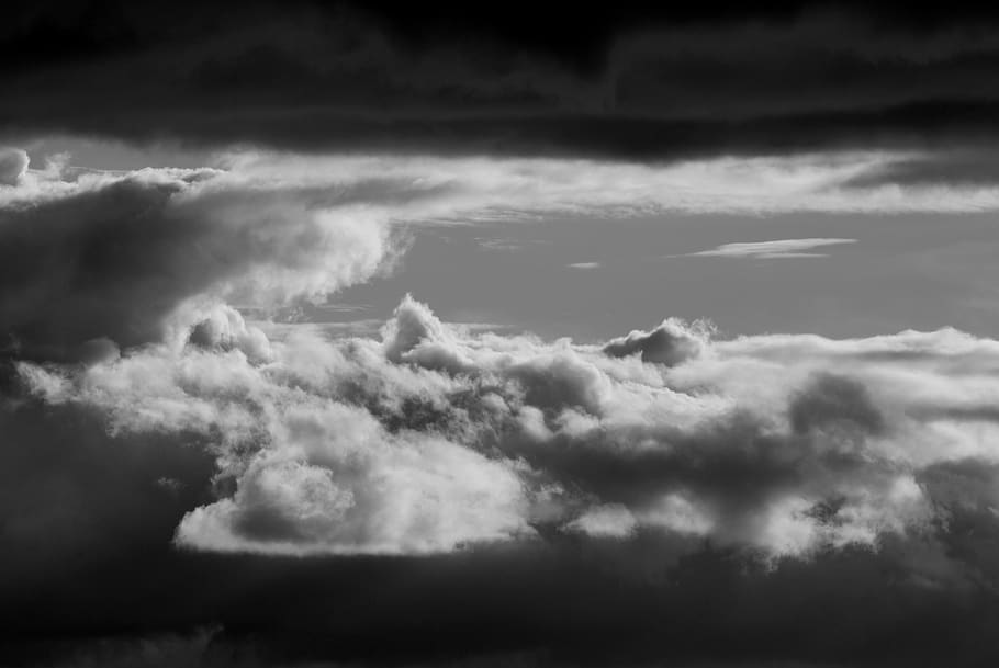 sky, clouds, monocrome, fluffy, cloud - sky, beauty in nature HD wallpaper