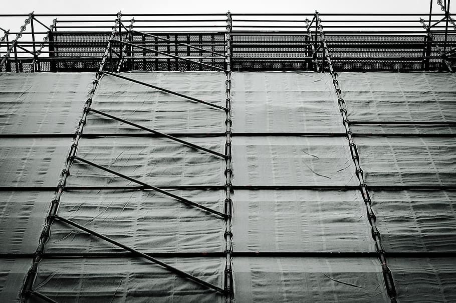 industry, scaffolding, scale, site, renovation, work, architecture
