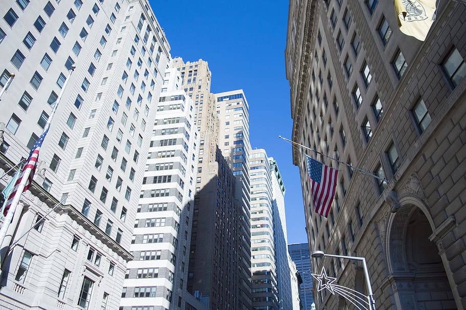 white concrete building, Wall Street, Financial, New York, business, HD wallpaper