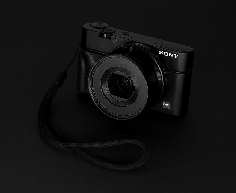 black Sony camera, black Sony point-and-shoot camera, point and shoot camera, HD wallpaper