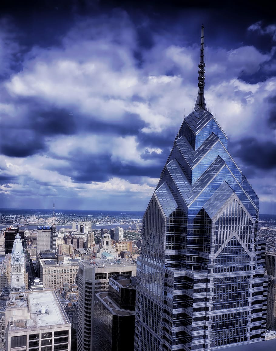 city buildings under cloudy sky, philadelphia, pennsylvania, cities, HD wallpaper