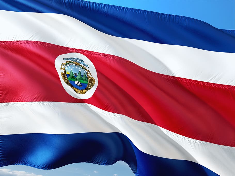 white, red, and blue striped flag, international, costa rica, HD wallpaper