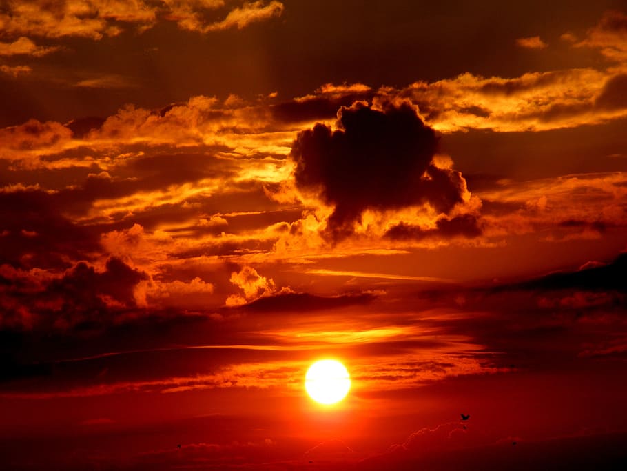 sunset, sky, cloud, twilight, red, cloud - sky, beauty in nature HD wallpaper