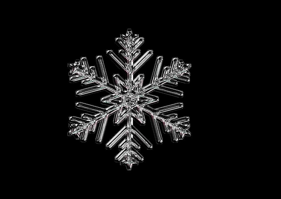 clear snow flakes decor on black surface, ice crystal, form, frost