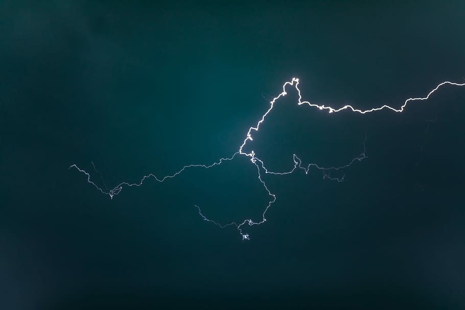 lightning illustration, down-angle photography of lightning bolt, HD wallpaper