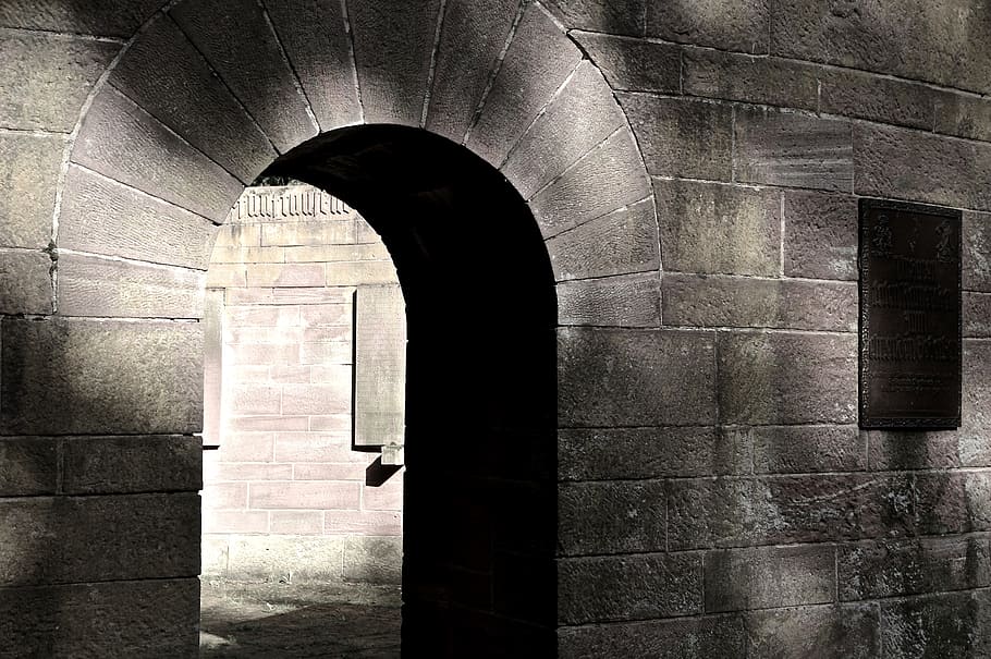 black concrete arc, ruin, substantiate, crypt, monument, arch HD wallpaper