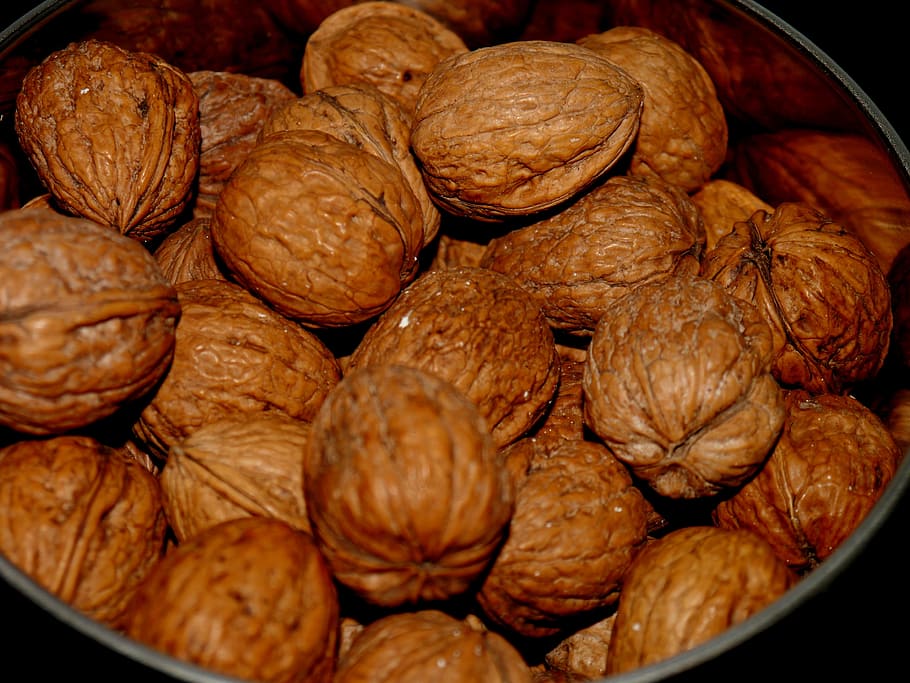 walnut, brown, black, nuts, food, eat, food and drink, still life HD wallpaper