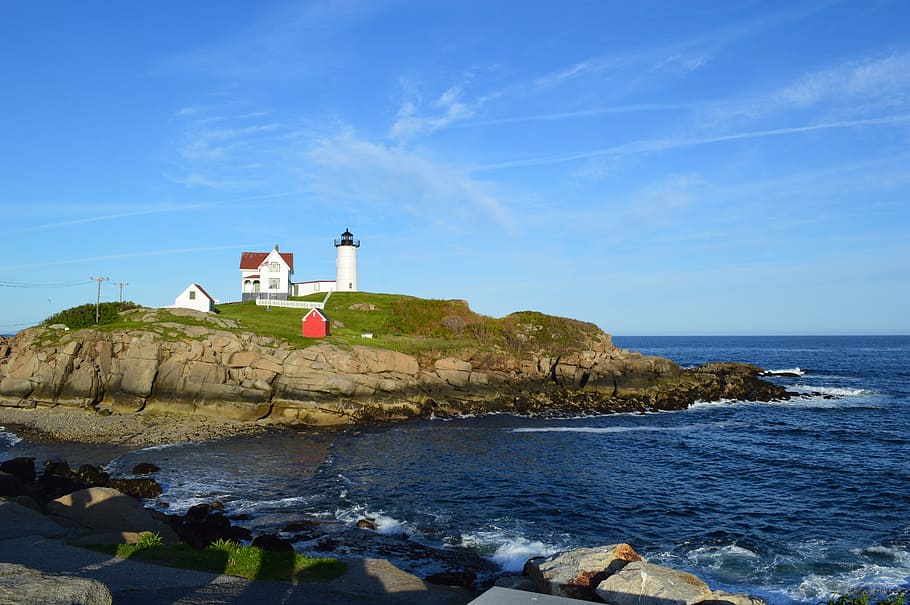 Sea, Lighthouse, Weekend, Rest, Sky, blue, coast, beach, island HD wallpaper