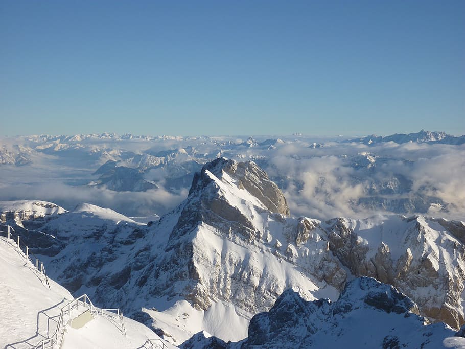 säntis, snow, mountains, panorama, switzerland säntis, swiss alps, HD wallpaper