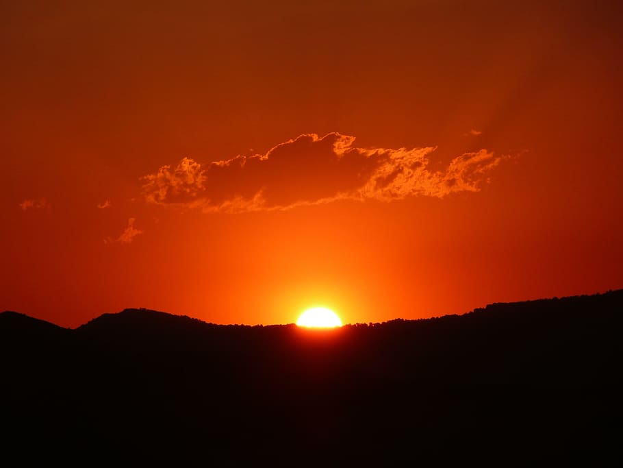 Sunset, Sky, afterglow, nature, silhouette, scenics, dramatic sky HD wallpaper