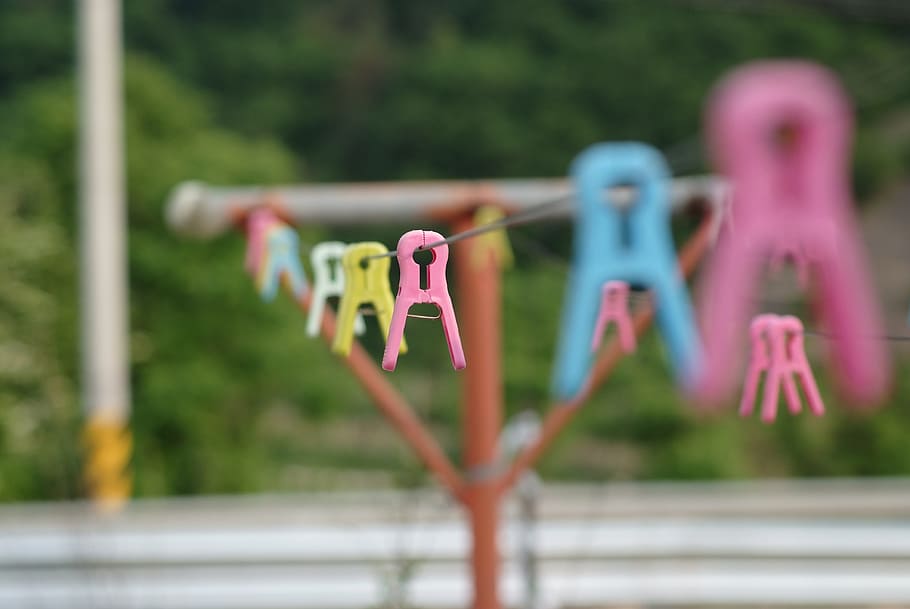 pink and yellow plastic clothes clip, Laundry, Clothes Peg HD wallpaper