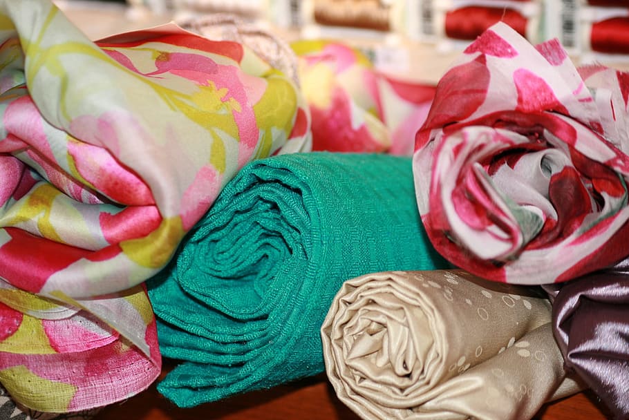 Fabric, Fabrics, Colors, green, red, soft, creative, retail HD wallpaper
