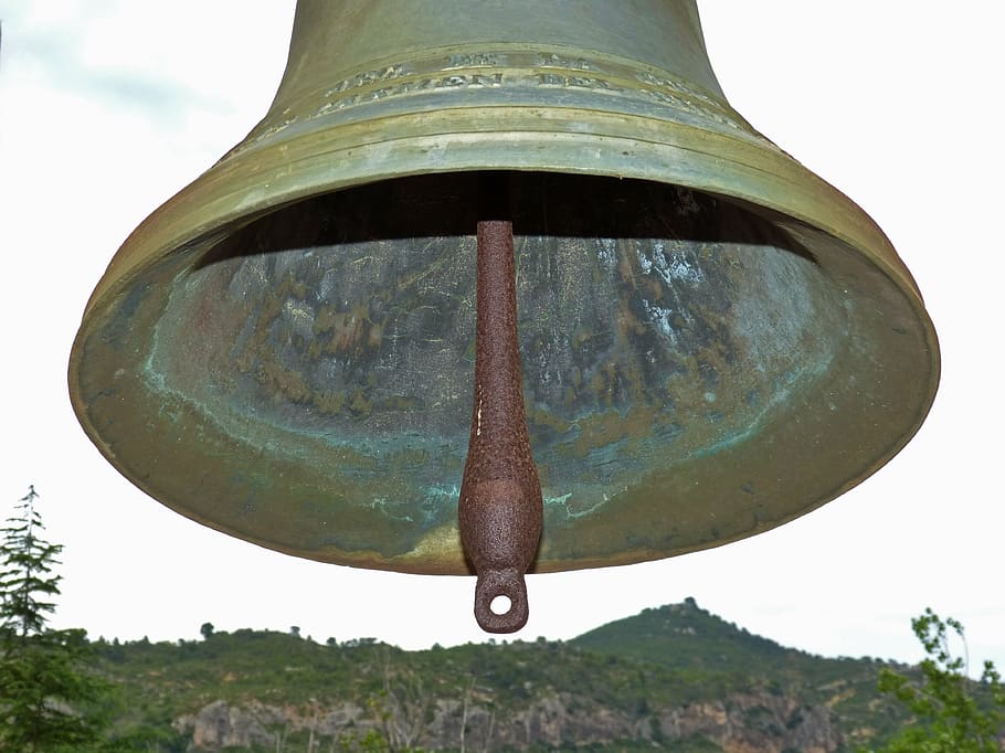 campaign, old, bronze, clapper, sky, metal, day, close-up, bell HD wallpaper