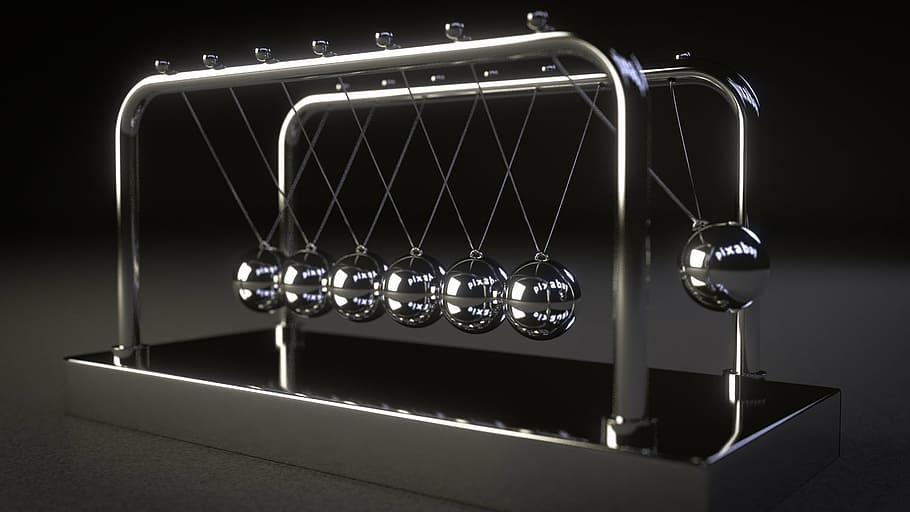 stainless steel Newton's cradle, spherical ball joint, pendulum