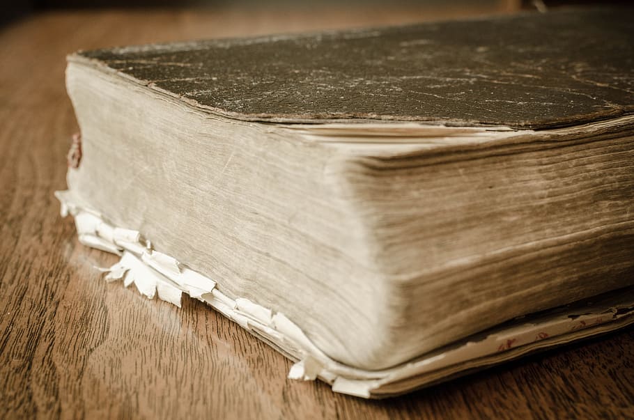 black book on brown wooden surface close-up photography, Old, Book HD wallpaper