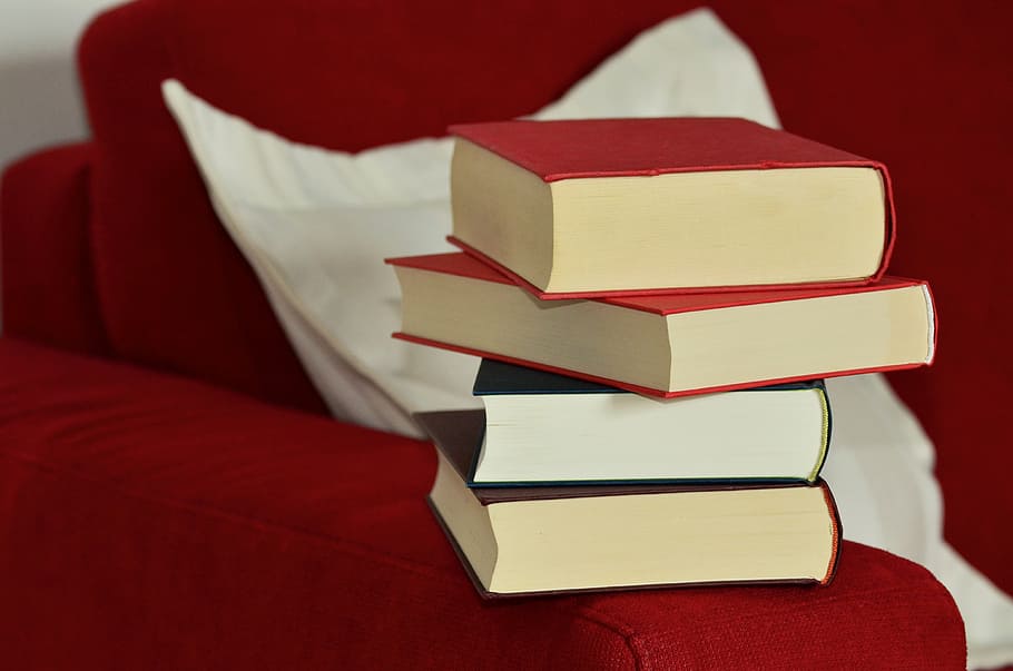red and green hardbound book, books, read, stack, book stack HD wallpaper