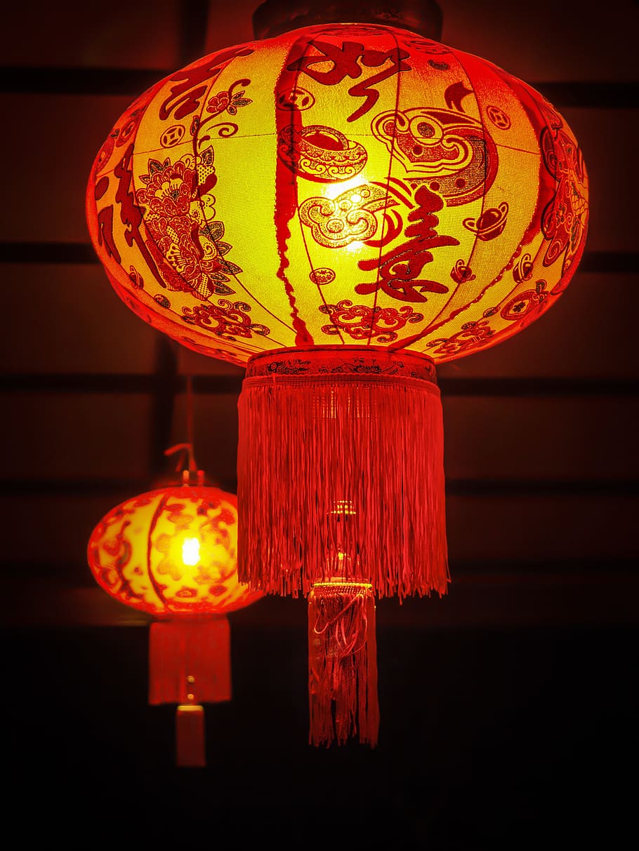photo of two lanterns, Chinese New Year, Night, celebration, china, HD wallpaper