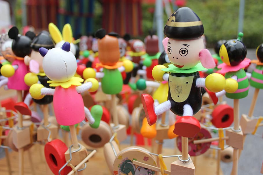 blockhead, puppet, doll, representation, multi colored, large group of objects HD wallpaper