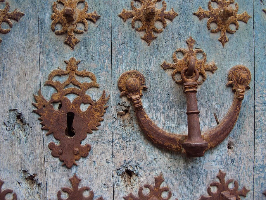 knocker, bolt, door, ancient, wood, iron, no people, indoors HD wallpaper