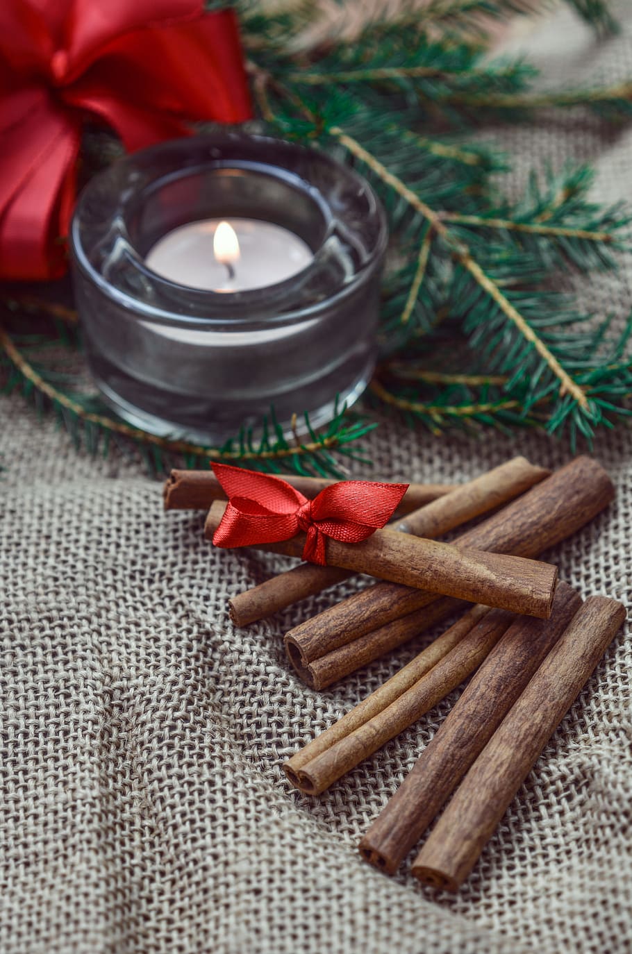 Hd Wallpaper Blue Tinted Glass Tealight Cinnamon Christmas Candle Jute Wallpaper Flare