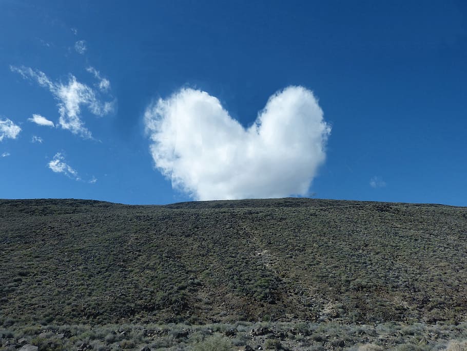 clouds, heart, sky, love, blue sky, desert sky, love heart HD wallpaper