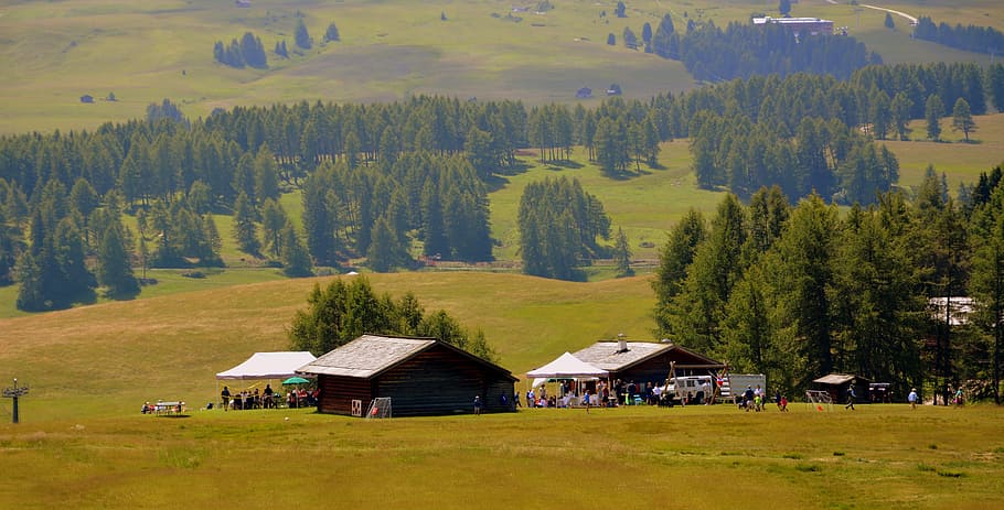 alm, refuge, feast, prato, mountain, nature, landscape, baita HD wallpaper