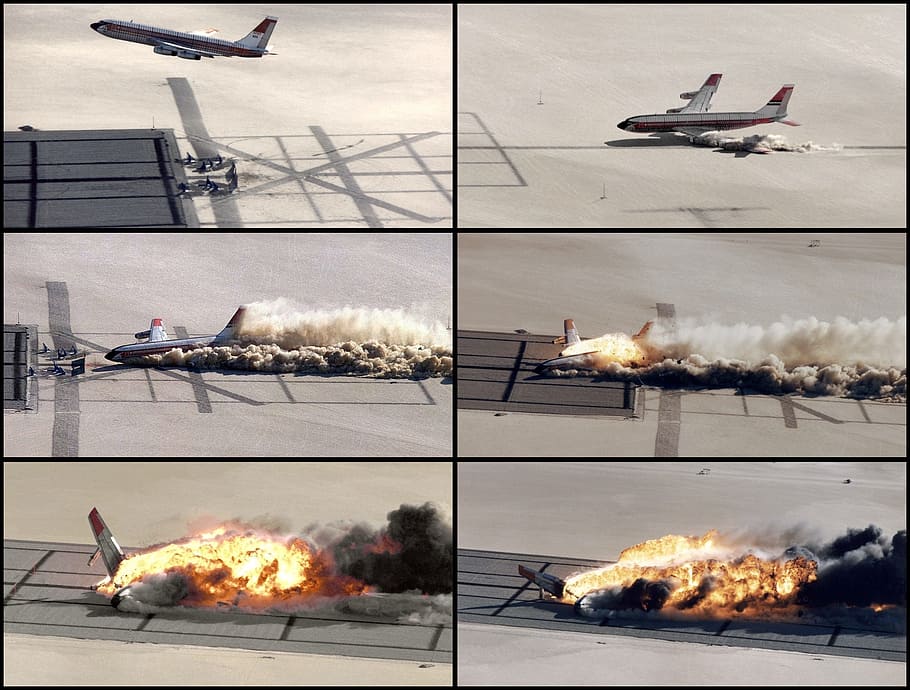white airplane collage, plane crash, crash landing, impact, accident, HD wallpaper