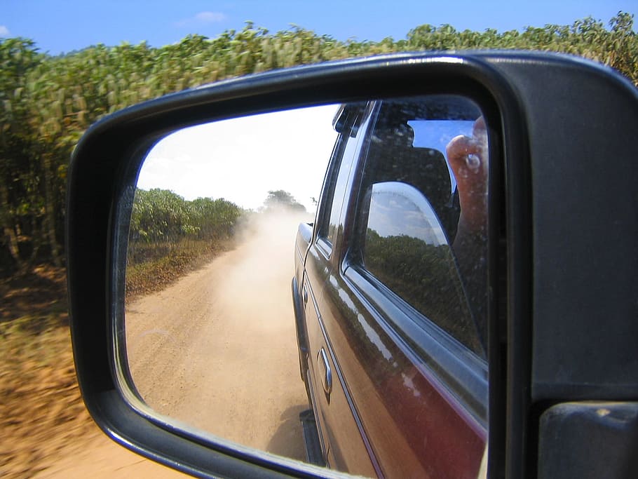 unpaired black vehicle side mirror, offroad, look in side mirrors HD wallpaper