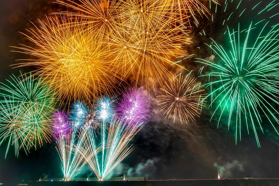 fireworks during nightime, Rocket, summer, starmine, fireworks display HD wallpaper