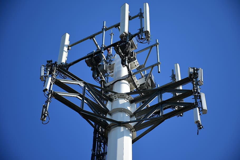 white and black post, cellular tower, power, technology, mobile