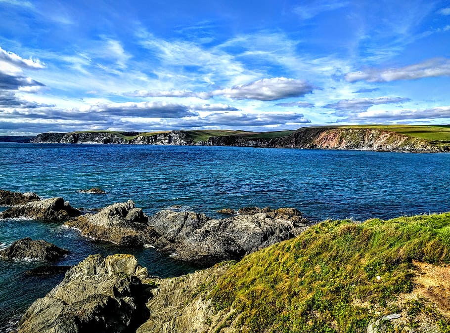 Seascape, Coast, Cornwall, Rocks, clouds, horizon, cloud - sky HD wallpaper