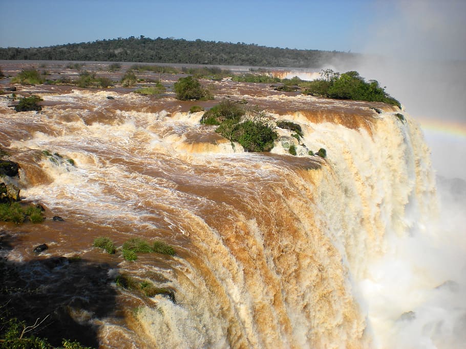 Waterfall, Cascade Falls, Falls, River, Iguazu, natural water HD wallpaper