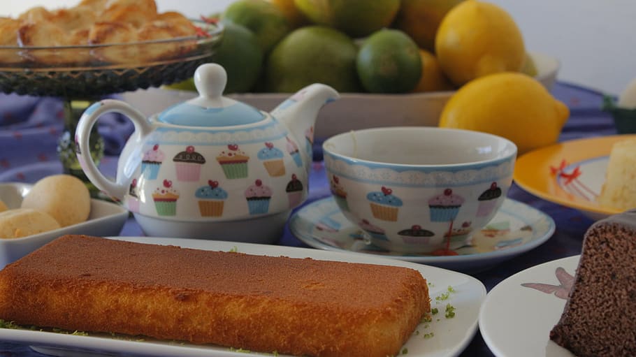 cakes, snacks, tea cups, sweets, desserts, fruits, tasty, delicious HD wallpaper