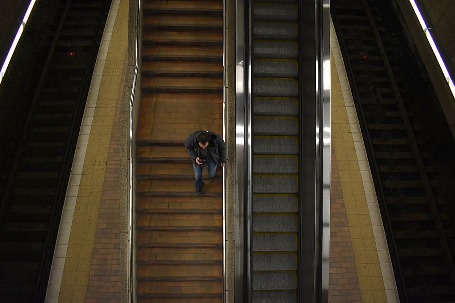 stairs, walking, metro, architecture, built structure, low angle view HD wallpaper