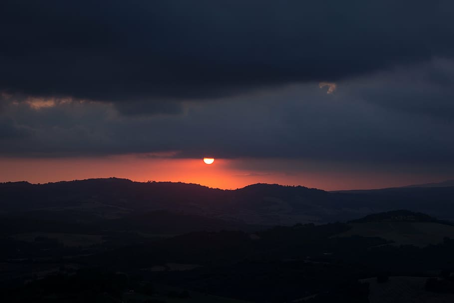 sunset, afterglow, evening sky, clouds, twilight, landscape HD wallpaper
