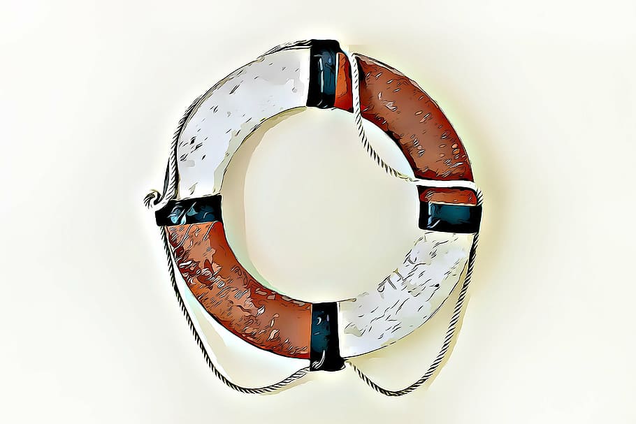 white and brown lifebuoy, life buoy, digital, graphics, water, HD wallpaper