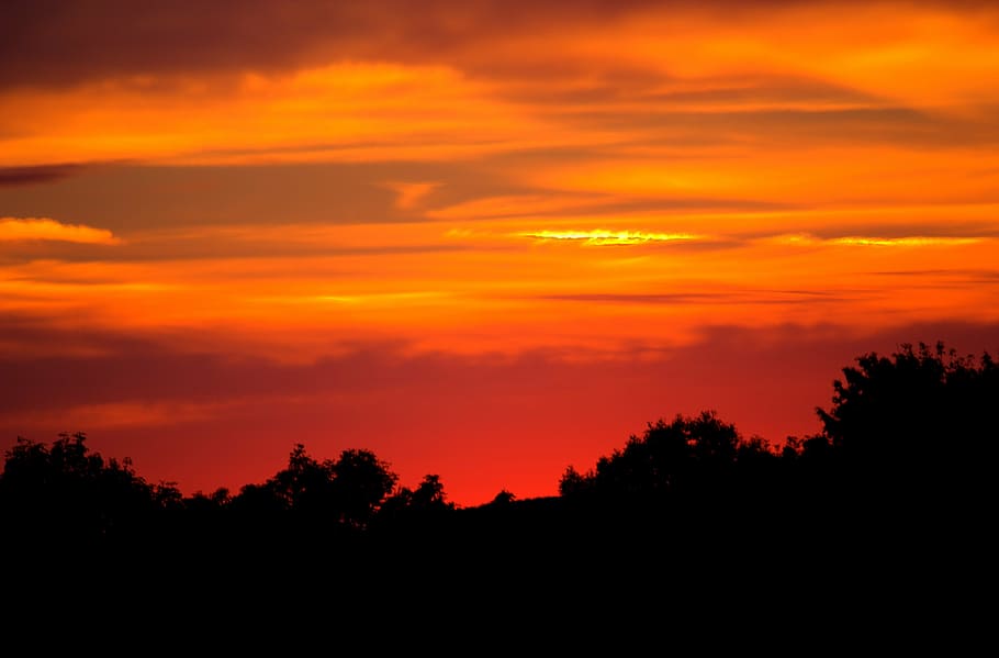 evening sky, sunset, afterglow, clouds, abendstimmung, nature HD wallpaper