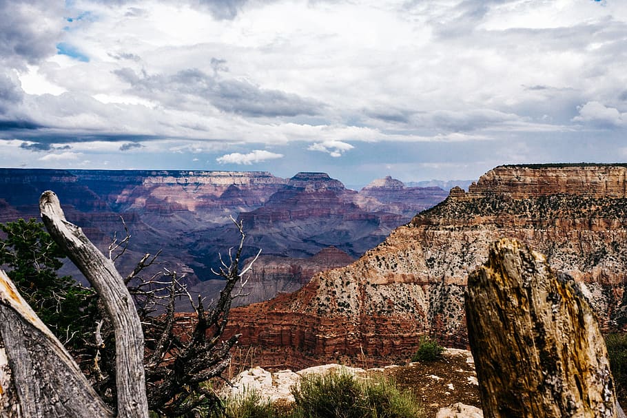 landscape, mountains, nature, sky, canyon, clouds, desert, dry HD wallpaper