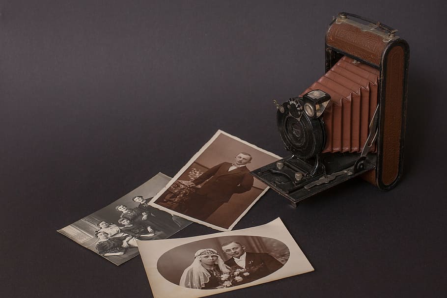 vintage brown and black camera, old, nostalgia, photograph HD wallpaper
