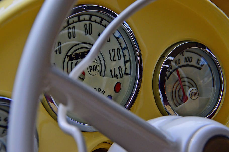car, oldtimer, yellow, rain, old car, veteran, vintage vehicles HD wallpaper