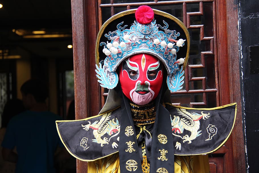 mask, costume, china, cultural, show, colorful, face, face changing, HD wallpaper