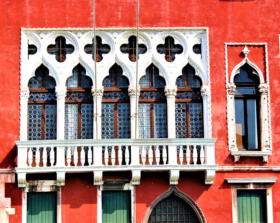 venice, architecture, facade, balcony, building, window, gothic HD wallpaper