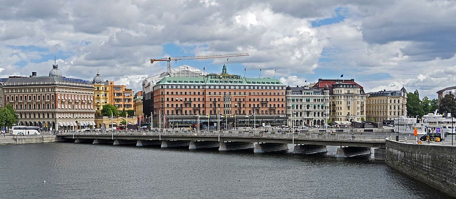 stockholm, center, capital, sweden, downtown, grand hotel, restaurant, HD wallpaper