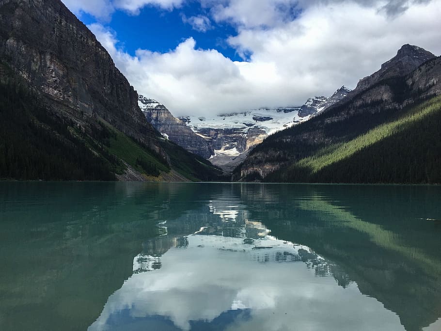 Lake, Banff, Canada, Emerald, louise, park, alberta, mountain, HD wallpaper