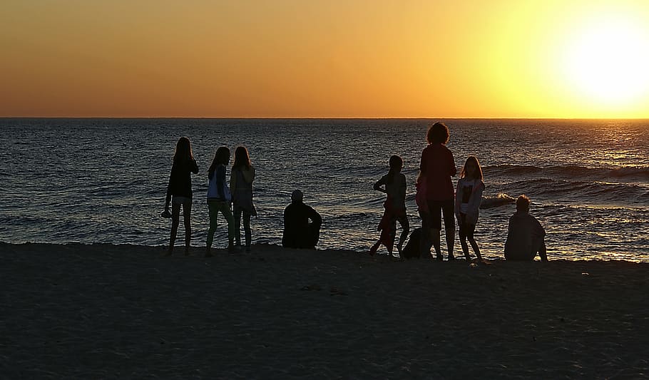 sunset, the sun, sky, nature, evening, twilight, people, aura HD wallpaper