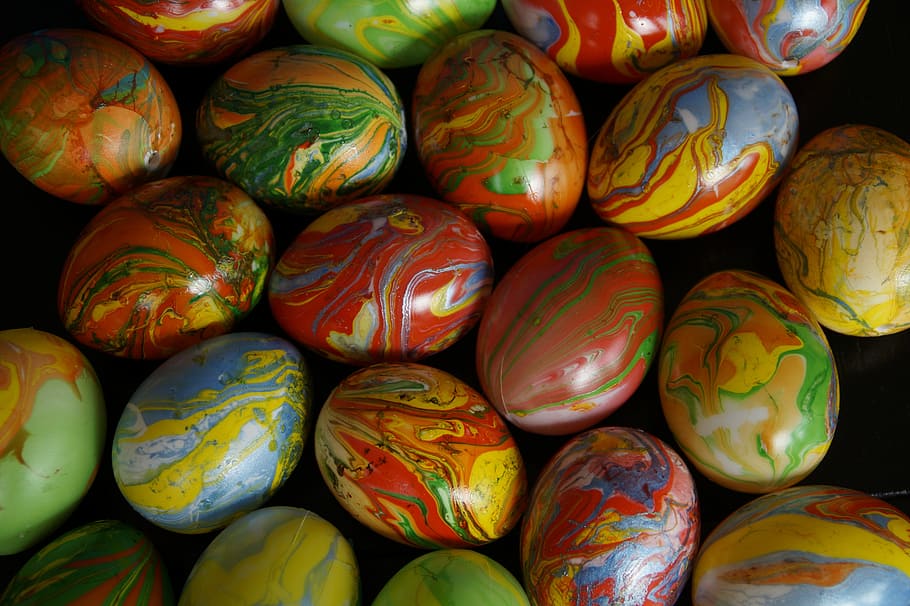 Marbled, Easter Eggs, marbled easter eggs, colored, colorful HD wallpaper