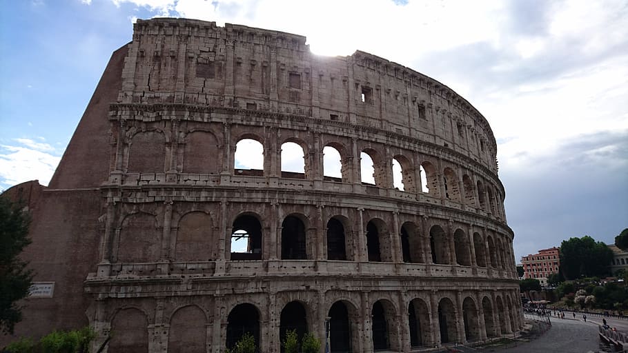 rome, colosseum, romans, history, sky, the past, arch, amphitheater HD wallpaper