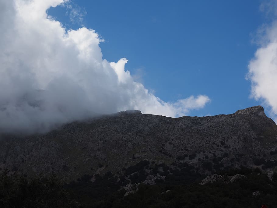 Mountain, Clouds, Landscape, Puig Major, mallorca, cloud - sky HD wallpaper