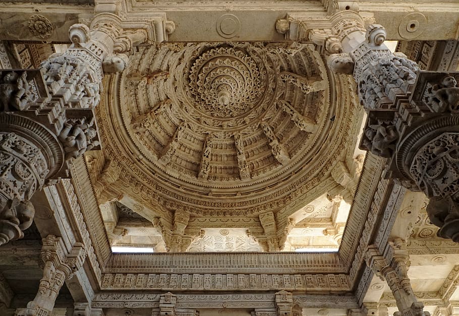 jain temple, chaumukkha mandir, ranakpur, architecture, travel, HD wallpaper