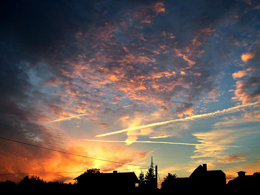 sunset, clouds, sky, cozy, cloud - sky, silhouette, beauty in nature HD wallpaper